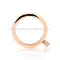 Large size round plain rose gold lockets, 316l stainless steel glass memory lockets jewelry hot sale